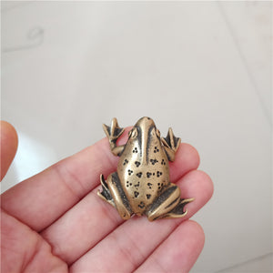 Solid Copper Big Frog Tea Pet Desktop Ornament