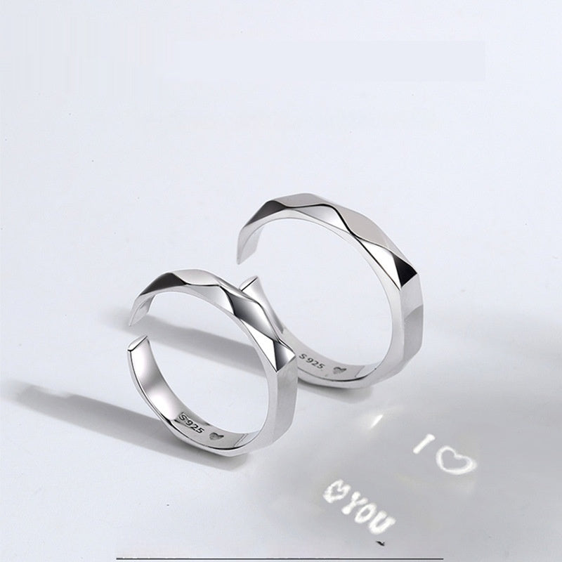 S925 Sterling Silver Couple Ring authentic Simple Love Theme Simple Ring